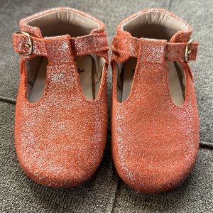 Monkey Feet Orange Sparkle Buckle Shoe Size 18-24M